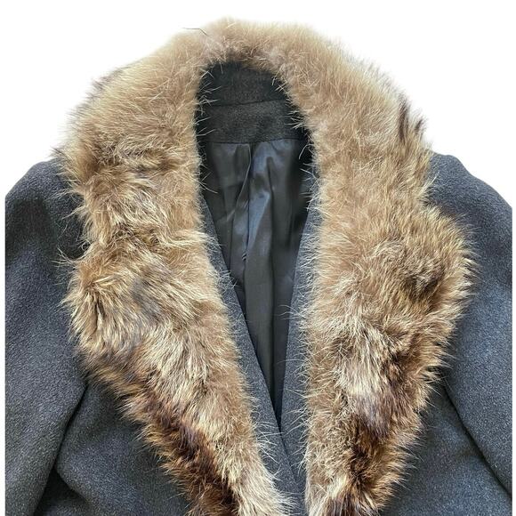 Vintage Fur Coat Paul Levy 100% Wool Gray Brow Large - Picture 2 of 13